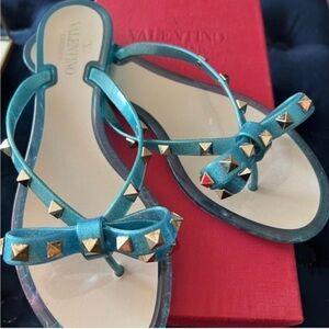 Valentino Teal Studded Sandals